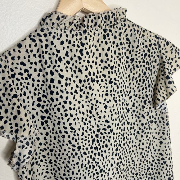 Animal Print Short Ruffle Sleeve Blouse Small - Picture 6 of 9